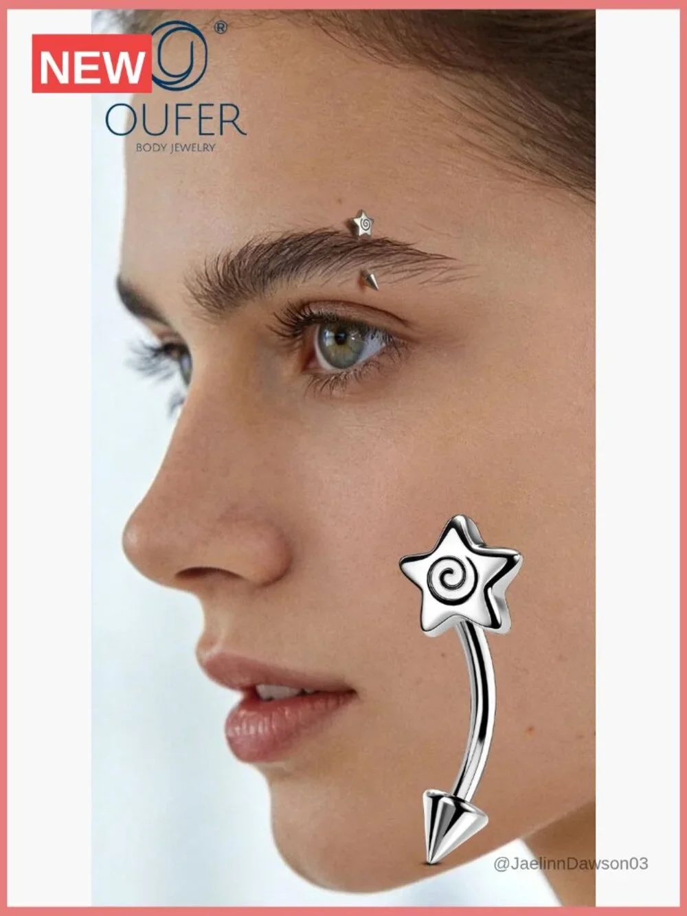 16G Spiral Star Rook Piercing Curved Barbell 8mm Surgical Steel